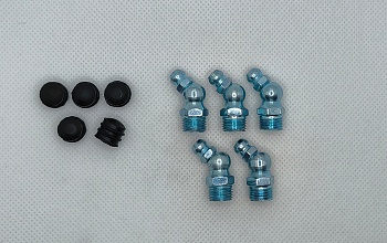 Комплект угловых пресс-масленок М10х1 45 градусов с защитным колпачком 10 шт Комплект угловых пресс-масленок М10х1 45 градусов с защитным колпачком 10 шт